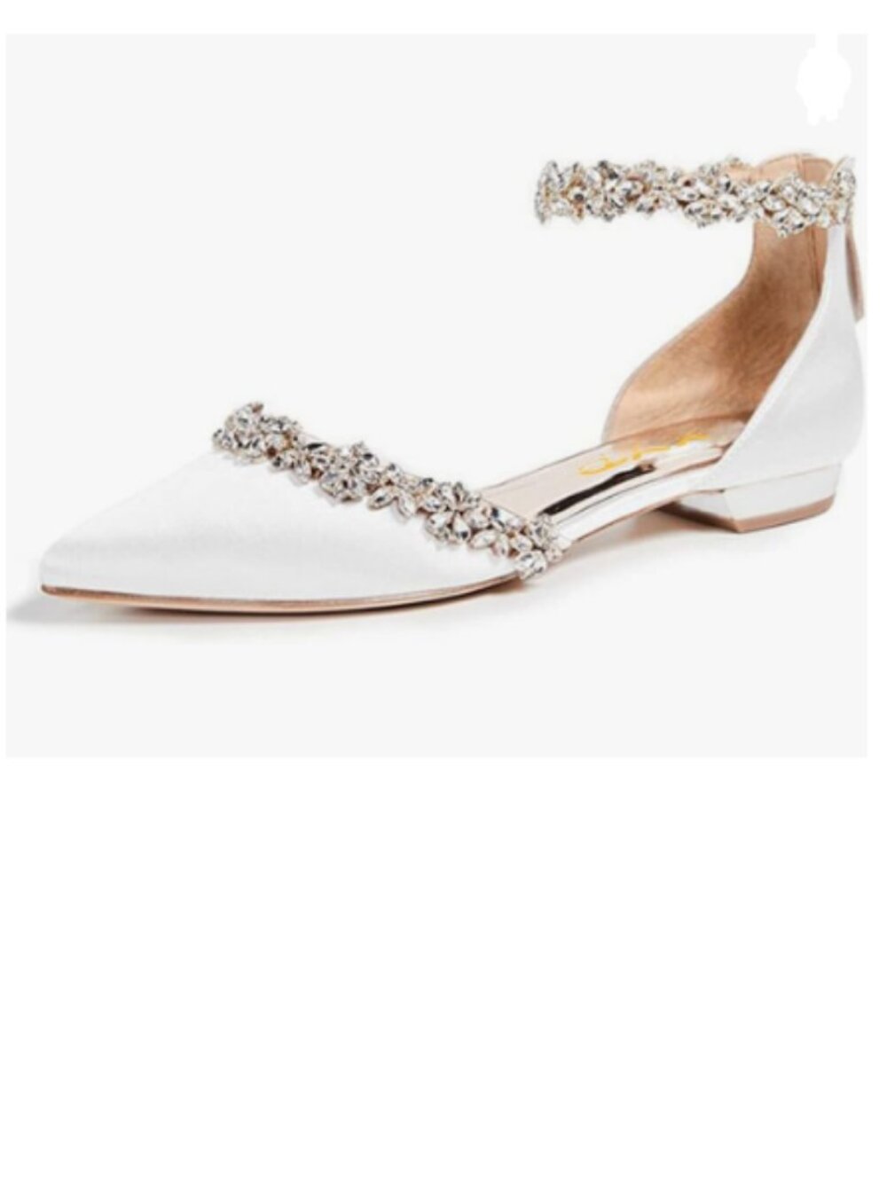 XYD White Pointed Toe D'Orsay Sparkly Rhinestones Ankle Strap Wedding Sandals